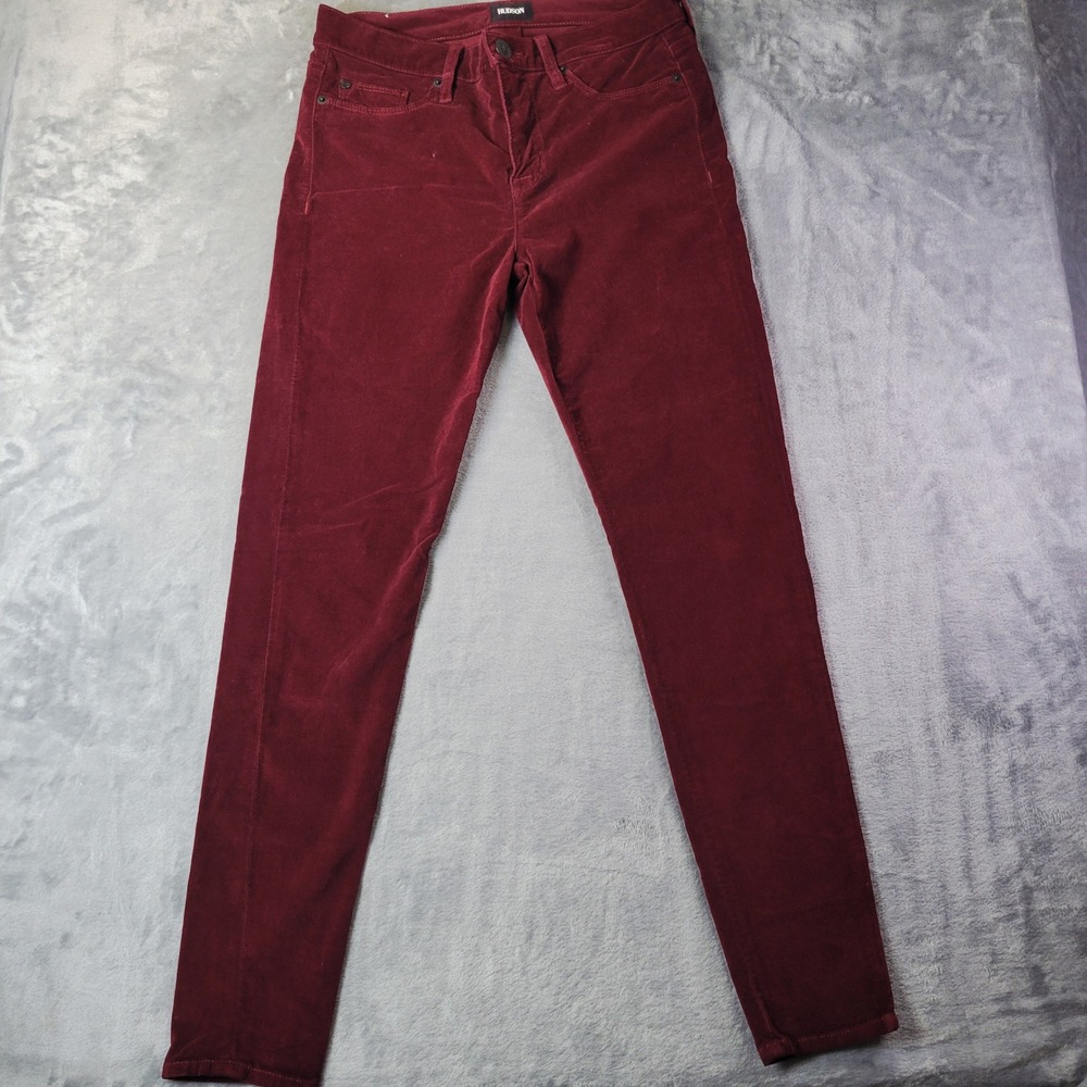 Hudson Nico Midrise Super Skinny Ankle Velvety Pants Burgundy Size 27(4) Classic